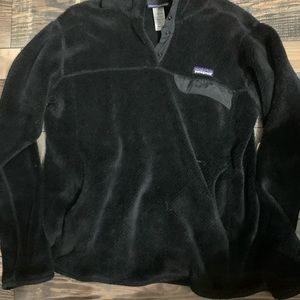 Women Sz Large Patagonia Re-Tool Jacket Snap-T Fleece Sweater Pullover Black